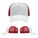 USA-made 5L White-Red Polycotton Twill baseball cap, virtual view, manufactured in Newark NJ