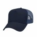 USA-made 5L Navy Polycotton Twill baseball cap, 3q view, manufactured in Newark NJ