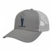 USA-made 5S Light Gray-White Polycotton Twill baseball cap, decorated view, manufactured in Newark NJ