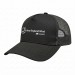 USA-made 5S Black Polycotton Twill baseball cap, decorated view, manufactured in Newark NJ