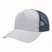 USA-made 5S White-Navy Polycotton Twill baseball cap, 3q view, manufactured in Newark NJ