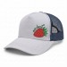 USA-made 5S White-Navy Polycotton Twill baseball cap, decorated view, manufactured in Newark NJ