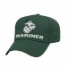 USA-made 5L Hunter Green Polycotton Twill baseball cap, decorated view, manufactured in Newark NJ