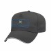 USA-made 5L Dark Gray-White Polycotton Twill baseball cap, decorated view, manufactured in Newark NJ