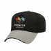USA-made 5L Black-Light Gray Polycotton Twill baseball cap, decorated view, manufactured in Newark NJ