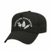 USA-made 5L Black Polycotton Twill baseball cap, decorated view, manufactured in Newark NJ