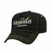 USA-made 5L Black-Safety Green Polycotton Twill baseball cap, decorated view, manufactured in Newark NJ