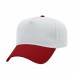 USA-made 5L White-Red Polycotton Twill baseball cap, 3q view, manufactured in Newark NJ