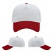 USA-made 5L White-Red Polycotton Twill baseball cap, virtual view, manufactured in Newark NJ