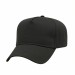 USA-made 5L Black Polycotton Twill baseball cap, 3q view, manufactured in Newark NJ