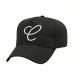 USA-made 5L Black Polycotton Twill baseball cap, decorated view, manufactured in Newark NJ