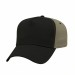 USA-made 5L Black-Khaki Polycotton Twill baseball cap, 3q view, manufactured in Newark NJ