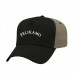 USA-made 5L Black-Khaki Polycotton Twill baseball cap, decorated view, manufactured in Newark NJ