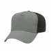 USA-made 5L Light Gray-Black Polycotton Twill baseball cap, 3q view, manufactured in Newark NJ