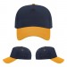 USA-made 5L Navy-Athletic Gold Polycotton Twill baseball cap, virtual view, manufactured in Newark NJ