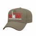 USA-made 5L Khaki-Burgundy Polycotton Twill baseball cap, decorated view, manufactured in Newark NJ