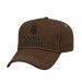 USA-made 5L Brown-White Polycotton Twill baseball cap, decorated view, manufactured in Newark NJ