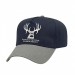 USA-made 5L Navy-Light Gray Polycotton Twill baseball cap, decorated view, manufactured in Newark NJ