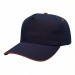 USA-made 5S Navy-Orange Polycotton Twill baseball cap, 3q view, manufactured in Newark NJ