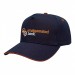 USA-made 5S Navy-Orange Polycotton Twill baseball cap, decorated view, manufactured in Newark NJ