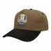 USA-made 5S Khaki-Black Polycotton Twill baseball cap, decorated view, manufactured in Newark NJ