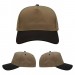 USA-made 5S Khaki-Black Polycotton Twill baseball cap, virtual view, manufactured in Newark NJ