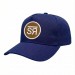 USA-made 5S Royal Blue Polycotton Twill baseball cap, decorated view, manufactured in Newark NJ