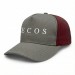 USA-made 5S Light Gray-Burgundy Polycotton Twill baseball cap, decorated view, manufactured in Newark NJ