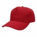 USA-made 5S Red Polycotton Twill baseball cap, 3q view, manufactured in Newark NJ