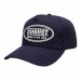 USA-made 5S Navy Polycotton Twill baseball cap, decorated view, manufactured in Newark NJ