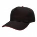 USA-made 5S Black-Red Polycotton Twill baseball cap, 3q view, manufactured in Newark NJ