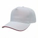USA-made 5S White-Red Polycotton Twill baseball cap, 3q view, manufactured in Newark NJ