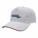 USA-made 5S White-Red Polycotton Twill baseball cap, decorated view, manufactured in Newark NJ