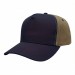 USA-made 5S Navy-Khaki Polycotton Twill baseball cap, 3q view, manufactured in Newark NJ