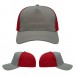 USA-made 5S Light Gray-Red Polycotton Twill baseball cap, virtual view, manufactured in Newark NJ