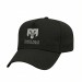 USA-made 5L Black Domestic Twill baseball cap, decorated view, manufactured in Newark NJ