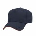 USA-made 5L Navy-Orange Domestic Twill baseball cap, 3q view, manufactured in Newark NJ