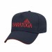 USA-made 5L Navy-Orange Domestic Twill baseball cap, decorated view, manufactured in Newark NJ