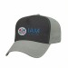 USA-made 5L Dark Gray-Light Gray Domestic Twill baseball cap, decorated view, manufactured in Newark NJ