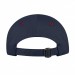USA-made 5L Navy-Red Domestic Twill baseball cap, back view, manufactured in Newark NJ