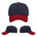 USA-made 5L Navy-Red Domestic Twill baseball cap, virtual view, manufactured in Newark NJ