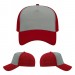 USA-made 5L Light Gray-Red Domestic Twill baseball cap, virtual view, manufactured in Newark NJ