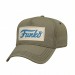 USA-made 5L Khaki-Navy Domestic Twill baseball cap, decorated view, manufactured in Newark NJ