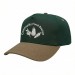 USA-made 5S Hunter Green-Khaki Domestic Twill baseball cap, decorated view, manufactured in Newark NJ
