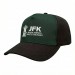 USA-made 5S Hunter Green-Black Domestic Twill baseball cap, decorated view, manufactured in Newark NJ