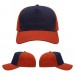 USA-made 5S Navy-Orange Domestic Twill baseball cap, virtual view, manufactured in Newark NJ