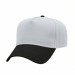 USA-made 5L White-Black Organic Twill baseball cap, 3q view, manufactured in Newark NJ