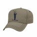USA-made 5L Khaki-Black Organic Twill baseball cap, decorated view, manufactured in Newark NJ