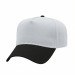 USA-made 5L White-Black Organic Twill baseball cap, 3q view, manufactured in Newark NJ