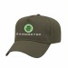 USA-made 5L Olive Organic Twill baseball cap, decorated view, manufactured in Newark NJ